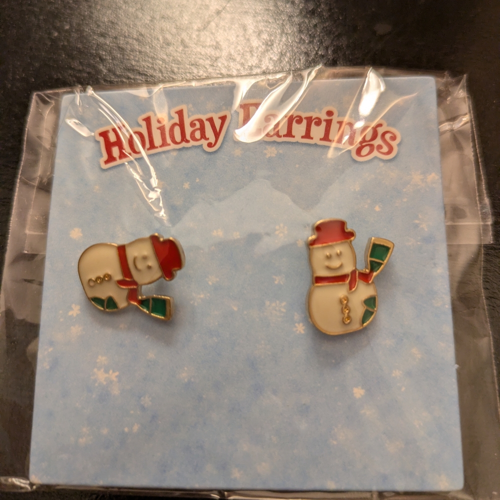 Festive Snowman Holiday Earrings